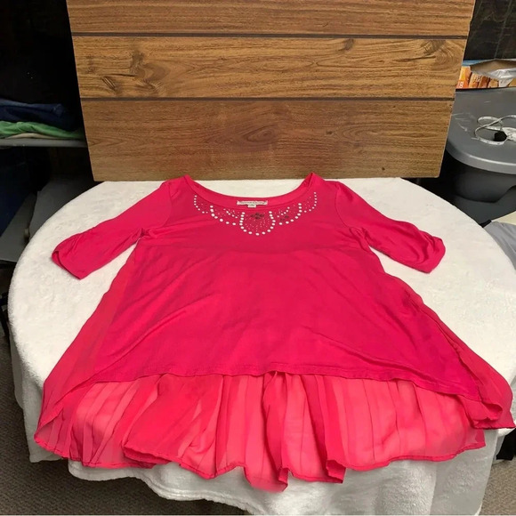 French Laundry pink too with pleated sheer back size Medium.  Pretty detailing - Picture 9 of 9